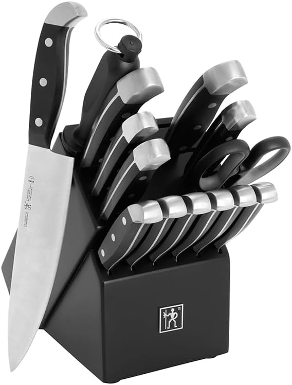 Henckels Statement 15-pc Kitchen Knife Set with Block, Chef Knife, Steak Knife set, Kitchen Knife Sharpener, Black, Stainless Steel