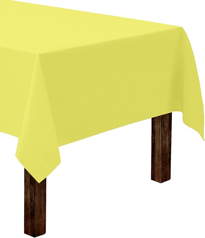 Gee Di Moda Rectangle Tablecloth - 60 x 126 Inch Yellow Table Cloth for 8 Foot Rectangle Table - Heavy Duty Washable Fabric - for 8 Ft Buffet Table, Holiday Party, Dinner, Wedding & Baby Shower