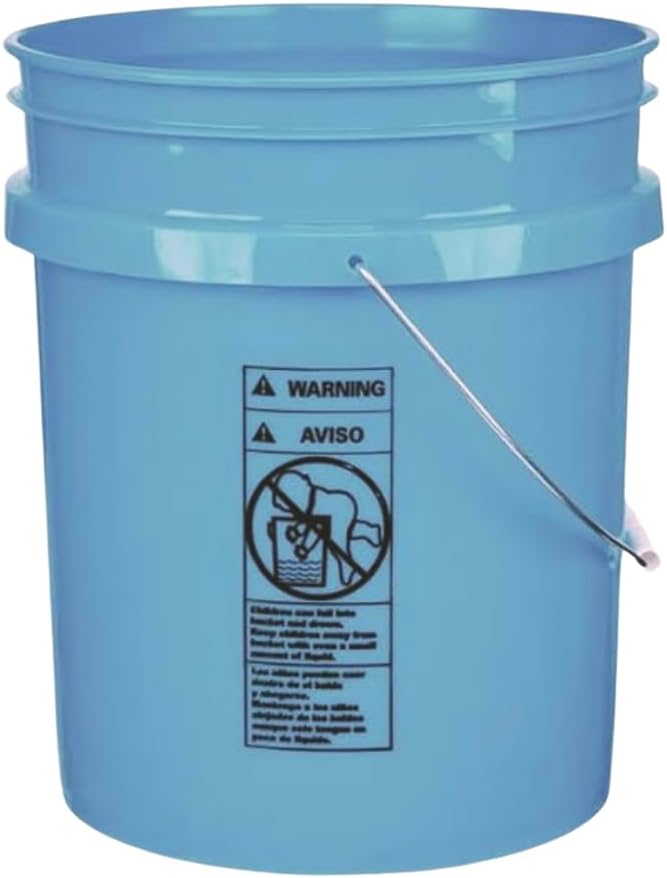 House Naturals 5 Gallon Premium HPDE Plastic Bucket - Made in USA Food Grade Storage Container, BPA Free All Purpose Pail (4, Light Blue)