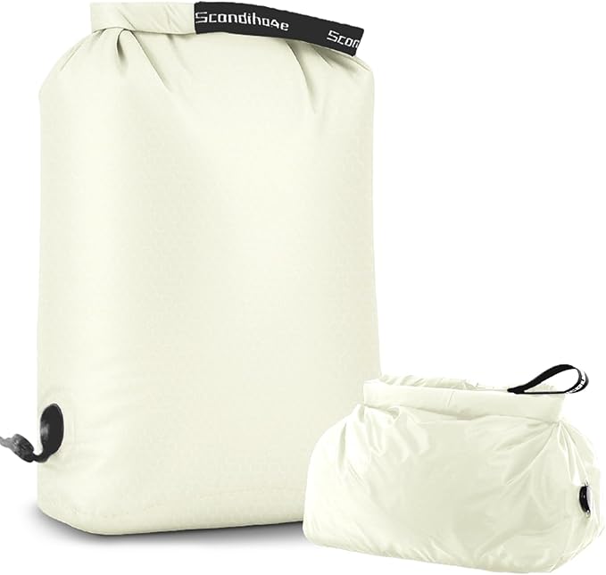 Travel Laundry Bag, Pump Free Vacuum Storage Bag Reusable Compression Dirty Clothes Travel Bag Waterproof Wet Dry Bags Large Capacity Space Saver Bags Camp Clothes Organizer (1 Pcs)(White, L)