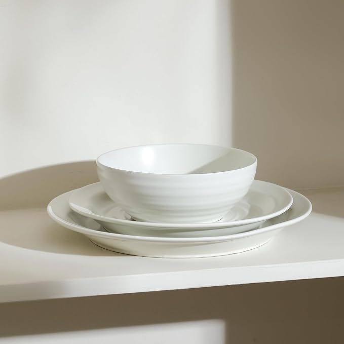 Stone Lain Orbit 12-Piece Dinnerware Set Stoneware, White