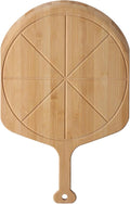 18” Bamboo Pizza Peel - Lightweight Smooth Wooden Pizza Paddle and Pizza Cutting Board with 8 Slice Grooves, Outdoor Pizza Oven Accessories, 25.6 Inch x 18 Inch