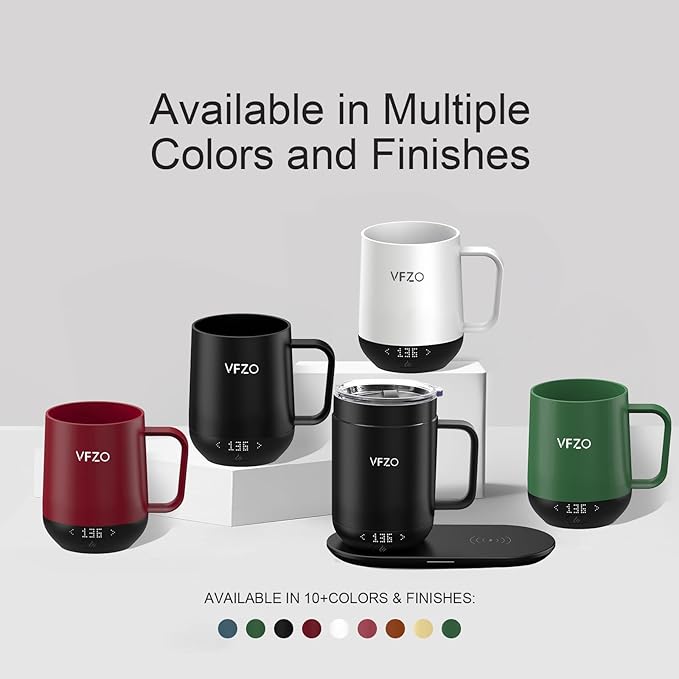 16Oz Temperature Control Smart Mug, Self Heating Coffee Mug LED Display, 180 Min Battery Life - Hot up to 149℉ Fast Wireless Charger Base Improved Design coffee serving sets mug(16oz, Black)