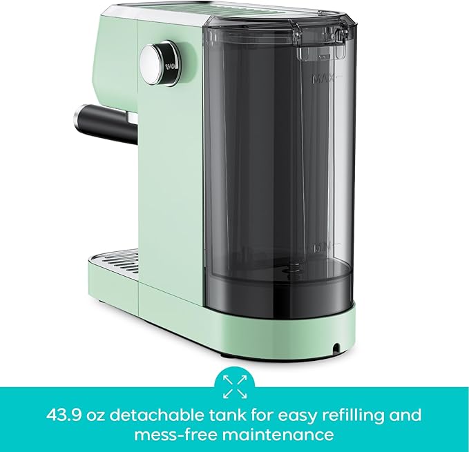 CASABREWS 3700 Essential Espresso Machine 20 Bar, Compact Coffee Maker with Steam Frother for Cappuccino, Latte, 43.9oz Water Tank, Pastel Green