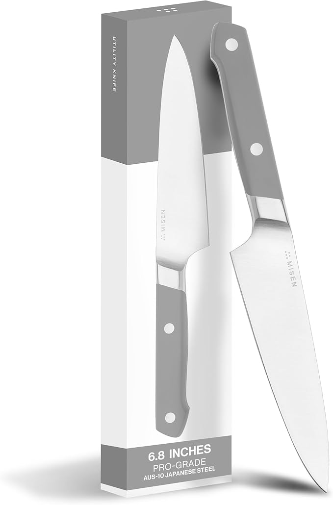 Misen 6.8" Chef Knife – High Carbon Japanese AUS-10 Stainless Steel – Hybrid German & Japanese Blade – Precision Kitchen Knife for Professionals & Home Cooks – Ultimate Cutting Performance - Gray