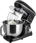 Stand Mixer 1350W Electric Tilt-Head Mixer with 6.5 QT Stainless Steel Bowl, 6 Speed with Pulse Kitchen Mixer, Food Mixer with Dough Hook, Flat Beater, Whisk, Splash Guard (Black)
