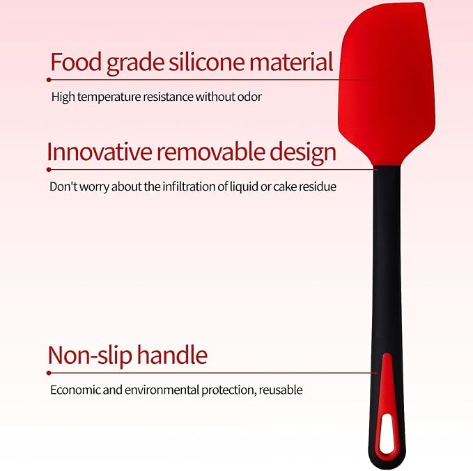 Maxjoy Silicone Spatula Set for Cooking Baking & Mixing, Heat Resistant Food Grade, 4 Pack Red and Black