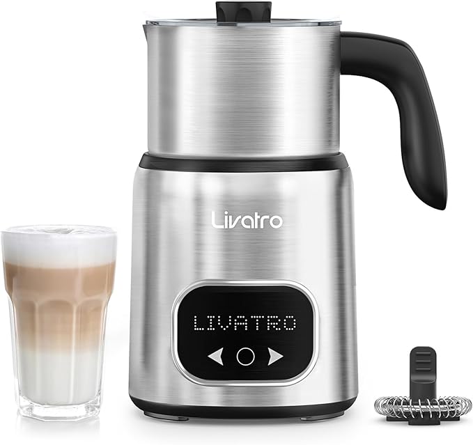 14-in-1 Milk Frother With 21oz Detachable Cups - Electric Milk Frother and Steamer for Hot Chocolate/Coffee/Cappuccino/Latte, IH Fast Heating, Smart Memory, Dishwasher Safe (New Upgrade)