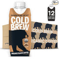 Wandering Bear Straight Black Organic Cold Brew Coffee On-the-Go - Extra Strong, Bold, Smooth, Unsweetened, Shelf-Stable, Ready to Drink, 100% Organic Iced Cold Brewed Coffee Drink -11 fl oz, 12 pack