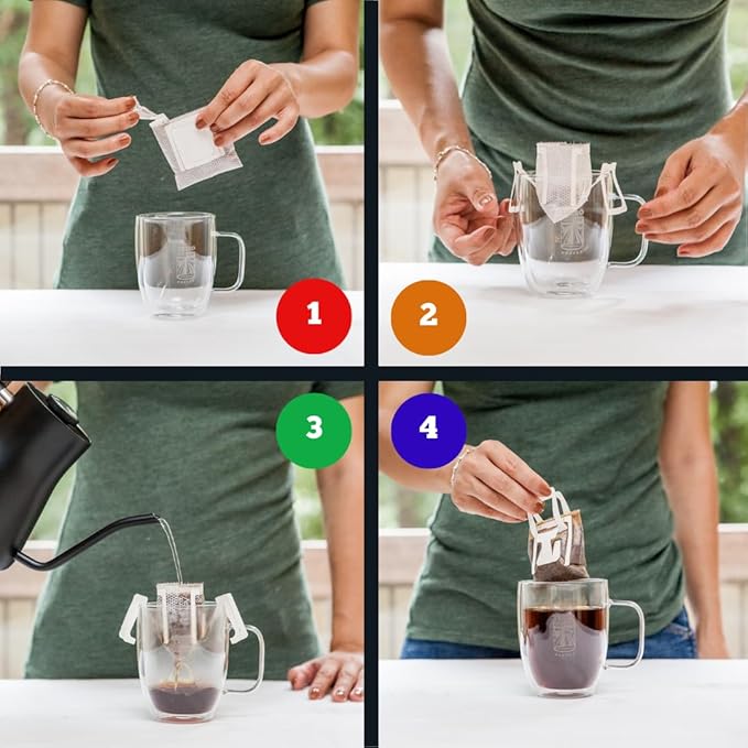 Tribo Coffee Single-Serve Portable Pour Over Drip Coffee - Variety - 5 Servings (Light, Medium & Med-Dark Roast)