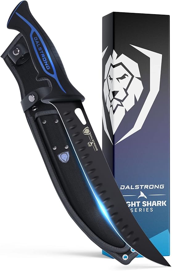 Dalstrong Chef Butcher Knife - 10”- Night Shark Series - 7CR17MOV High Carbon Steel Breaking Knife - Titanium Coated Blade - Outdoor & Fishing Butcher Cleaver -w/Sheath - NSF Certified