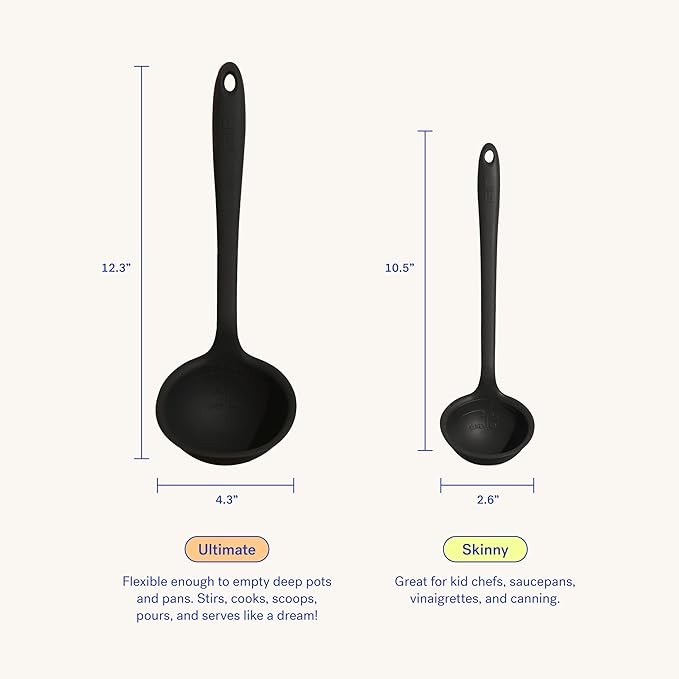 GIR: Get It Right Silicone Pasta Spoon & Ladle - 3/4-Cup Capacity - Red - Heat-Resistant to 425°F - Measurement Markings in Cups & mL - No-Drip Edge - Dishwasher-Ready