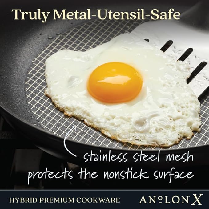 Anolon X Aluminum Nonstick Cookware Frying Pans/Skillet Set, 8.25 Inch and 10 Inch - Dark Gray