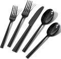 KINGSTONE Black Silverware Set, 20-Piece Forged Flatware Set Cutlery Set Premium Stainless Steel, Service for 4, for Kitchen, Home, Wedding, Party, Mirror Polished and Dishwasher Safe