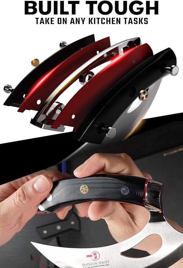 Dalstrong Ulu Knife - 6.5 inch - Rocking, Mincing, Slicing Meat & Herb Knife - Shogun Series Elite - Japanese AUS-10V Super Steel Kitchen Knife - Black G10 Handle - w/Sheath