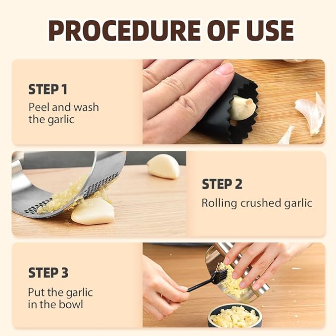 2025 Upgraded Garlic Press Stainless Steel, Garlic Press Rocker Professional Kitchen Gadgets Garlic Mincer Garlic Crusher, Heavy Duty Mincer Tool Garlic Chopper Garlic Presser Mincer (2Sets)