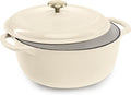 Best Choice Products 7.5 Quart Enamel Cast-Iron Round Dutch Oven, Family Style Heavy-Duty Pre-Seasoned Cookware for Home, Kitchen, Dining Room, Oven Safe w/Lid, Dual Handles - Vanilla Buttercream