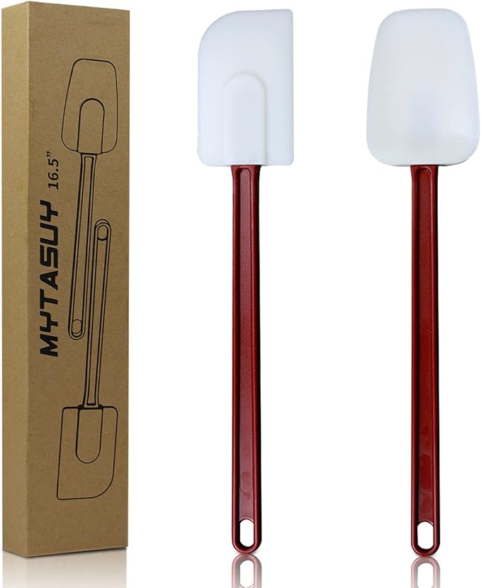 16.5 INCH Silicone Spatulas Heat Resistant Heavy Duty Rubber Spatulas Commercial Spatulas Set for Kitchen Use Silicone Cooking Utensils Sets of 2