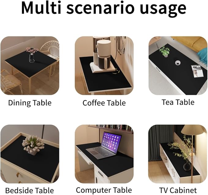 Dresser Mat Protector - 20x64 Inch Waterproof Easy to Clean Can Conceal Flaws Protector The Table Top from Scratches Used for Coffee Table Dresser(Black+Black 20x64)