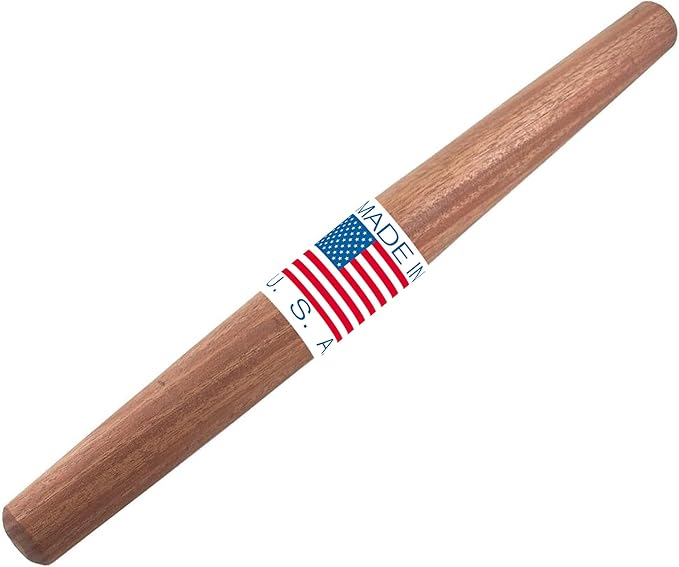 Top Notch Kitchenware Mahogany French Rolling Pin | Non-Stick Kitchen Tool | Tapered Solid Wood Design for Precise Bakin | Ideal for Professional & Home Bakers