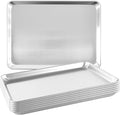 TENUP 6 Pack Aluminum Half Sheet Pan, 18" x 13" Heavy Duty Commercial Baking Tray Reinforced Rim, Warp-Resistant Rust-Free