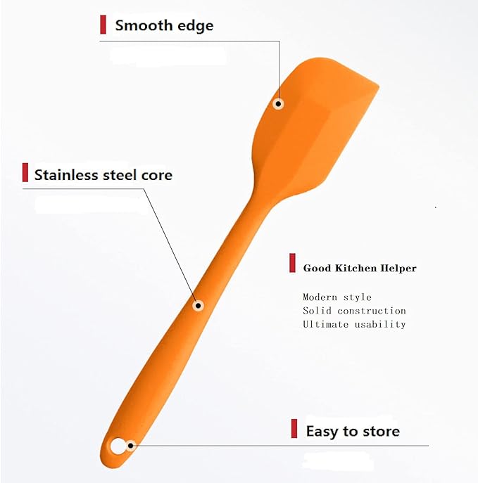 8 Pieces Silicone Spatulas,8.5 inch Non-stick Spatulas with Stainless Steel Core,Heat Resistant-500℉, One Piece Design,Food Grade Silicone, Dishwasher Safe, for Mixing,Cooking,Baking (8.5 inch)