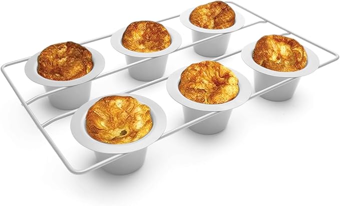 Fox Run Popover, Yorkshire Pudding and Cupcake Pan, 6 Cup, Stainless Steel