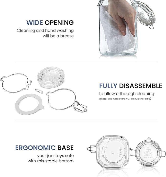 Bormioli Rocco Fido Clear Glass Jar with 85 mm Gasket,0.5 Liter (Pack of 2)