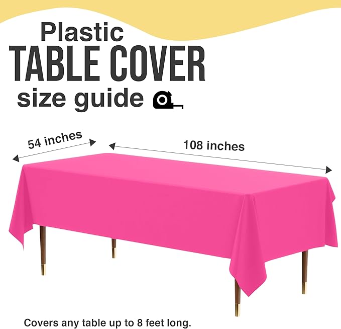 Exquisite 66% Thicker Premium Plastic Table Cloth Rectangle Table Cover 0.5 Mil 12 Pack Cerise Table Cloth 54 Inch x 108 Inch Disposable Tablecloth Won't Tear Easily Like Cheap Thin Brands