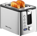 Mecity Toaster 2 Slice Stainless Steel Body, Timer, Bagel, Defrost, Reheat, Cancel Functions, Warming Rack, Removable Tray, 6 Browning Settings, Extra Wide Slots, Bread Toaster 800W
