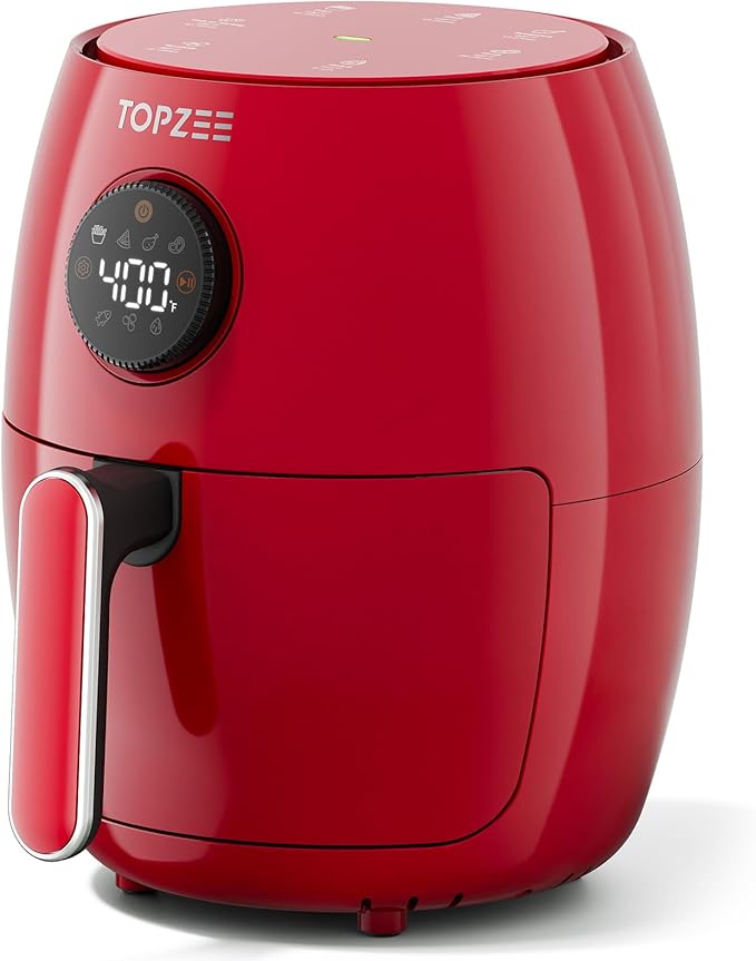 Small Compact Air Fryer, 2.1QT, 4-in-1 Small Mini Airfryer, Bake, Roast, Reheat, 98% Less Oil, Adjustable Temperature Control w/ 60min Timer, Quiet, Nonstick & Dishwasher Safe Basket, BPA-Free, Red