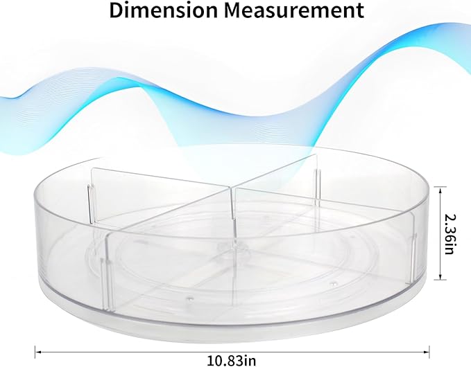 4 Pack Lazy Susan, 10.5 Inch Lazy Susan Organizer, 360 Degree Swivel, for Kitchen, Pantry, Refrigerator, Bathroom and Vanity Countertops (Clear) (4P-10.5 Inch)