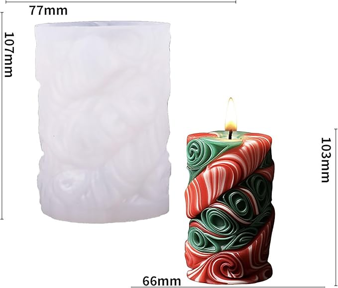 Flower Succulent Leaves Cylinder Molds Silicone Wave Spiral Candle Mold - Silicone Resin Casting Molds for Candle & Resin & Soap Craft Supplies