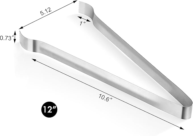 New Star Foodservice 42283 Restaurant-Grade Pom Tong, Stainless Steel, 12 inch, Set of 6, Silver