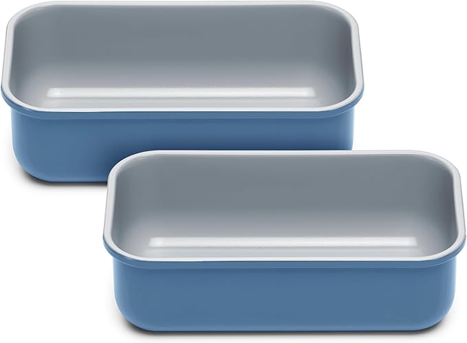 Caraway Non-Stick Ceramic 1 lb Loaf Pan Duo - Naturally Slick Ceramic Coating - Non-Toxic, PTFE & PFOA Free - Perfect for Pound Cakes, Breads, & More - Slate