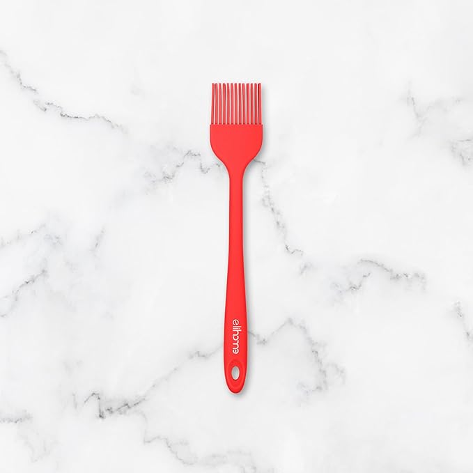 Elihome Mini Silicone Basting Pastry Brush, Cooking Brush for Oil Sauce Butter Marinades, Food Brushes for BBQ Grill Kitchen Baking, Baster Brushes Baste Pastries Cakes Meat Desserts, Food Grade, Red