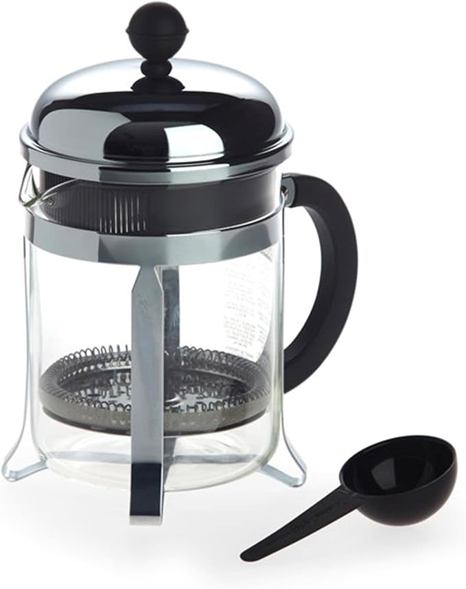 Bodum 17oz Chambord French Press Coffee Maker, High-Heat Borosilicate Glass, Polished Stainless Steel – Made in Portugal