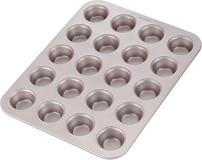 CHEFMADE Mini Muffin Pan, 20-Cavity Non-Stick Tiny Cupcake Pan Bakeware for Oven Baking (Champagne Gold)