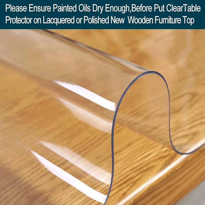 40x40 inch Sqaure Clear Table Protector Cover Mat Plastic Dining Room Table Runner Protective Mat PVC Children Writing Desk Top Mat Wooden End Coffee Table Vinyl Table Topper Placemats Easy Clean