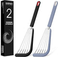Silicone Fish Spatula Turner Set of 2, Thin Slotted Spatulas Turner for Nonstick Cookware,Heat Resistant Flexible Stainless Steel Kitchen Cooking Spatula Flipper for Fish, Egg, Pancake (BG)