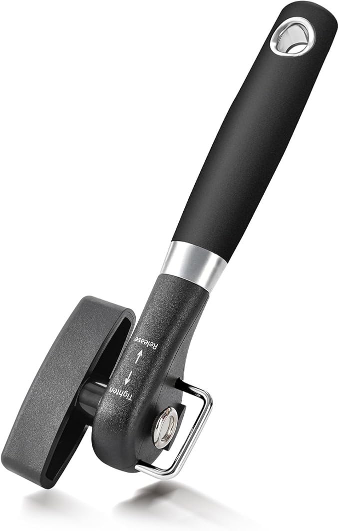 Beneno Can Opener, Manual Side Safe Cut Can Opener Smooth Edge with Durable Sharp Blade, Effort-Saving Knob & Comfortable Non-slip Handle, Black
