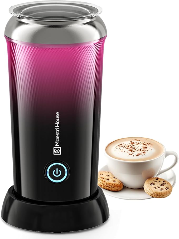 Maestri House Milk Frother, 3-in-1 Hot & Cold Mik Frothing Steamer, 8.12OZ/240ML Touch Control Foam Maker, Compact Space-saving Design for Latte, Cappuccino and Warm Milk