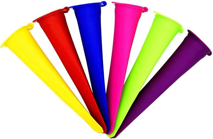 Silicone Ice Pop Molds,BPA Free Popsicle Molds with Attached Lids,Reusable DIY Popsicle Molds for Kids,Set of 6 (Pure color)