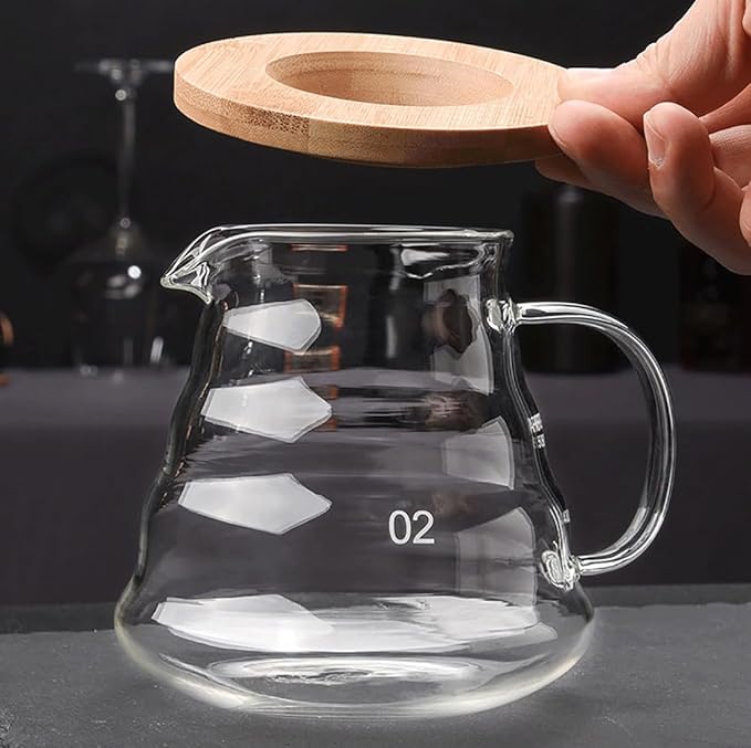 Pour Over Coffee Maker - 20 OZ /600ML Coffee Server with Glass Coffee Dripper, Stylish and Elegant 2 IN 1 Dripper Coffee Maker Kit Coffee Maker for Home or Office, 1-5 CUPS