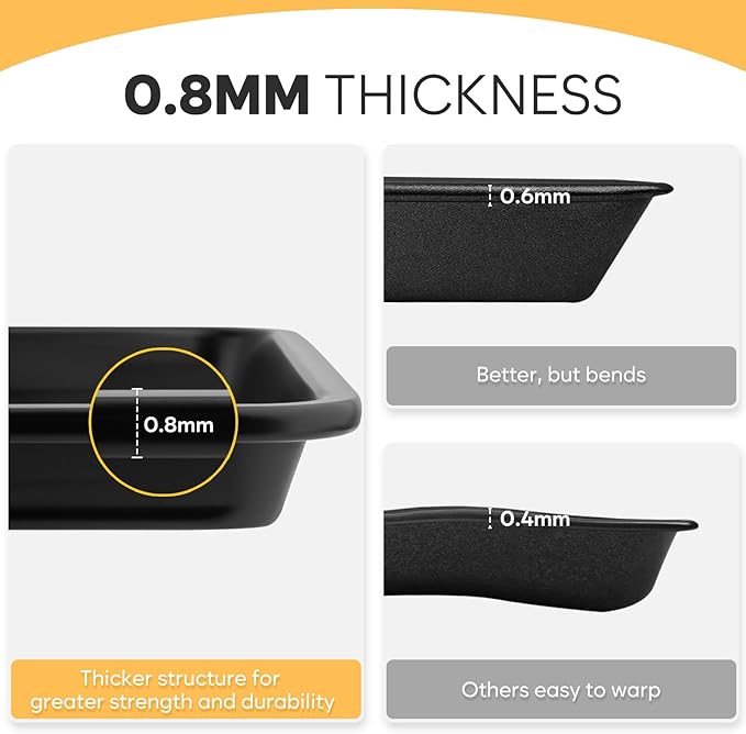 Baking Sheet Pan Set of 3, Thicker Carbon Steel Cookie Sheets for Baking Non Stick with Diamond Texture Pattern, Ceramic Half/Quarter/Jelly Roll Baking Trays for Oven