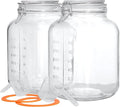 2 Pack 1.1 Gallon Square Super Wide Mouth, Airtight Glass Storage Jars, with Measurement Marks, Leak-Proof Lids for Kitchen Pantry, Canning, Dry Food (Flour, Sugar) & Drinks