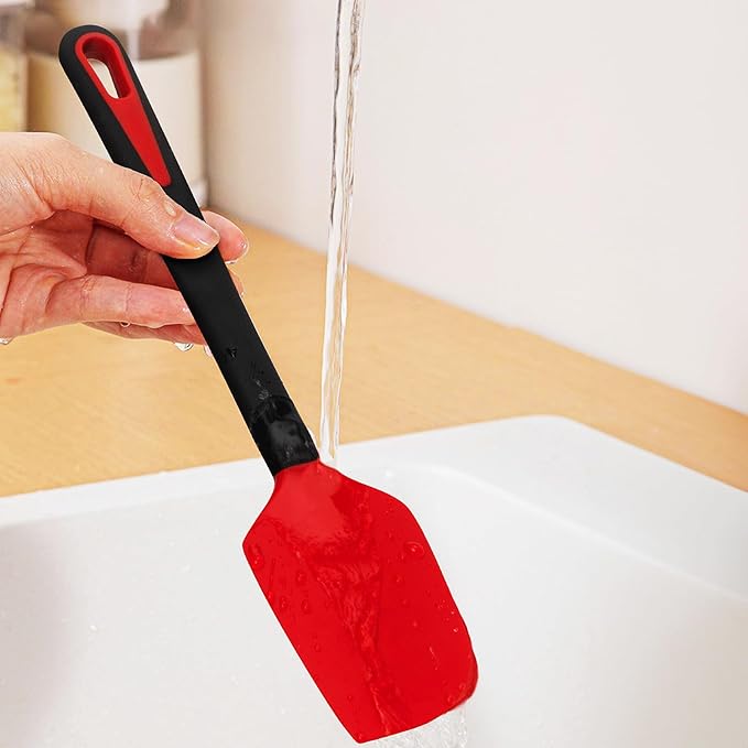 Maxjoy Silicone Spatula Set for Cooking Baking & Mixing, Heat Resistant Food Grade, 4 Pack Red and Black