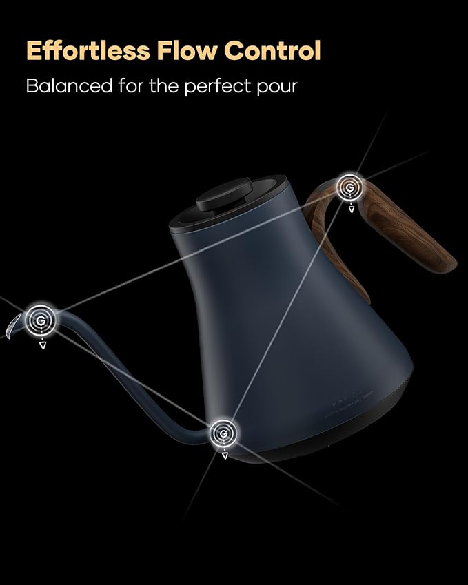 Cocinare FLOW B9 Gooseneck Electric Kettle, Precise Temperature Control for Pour-Over Coffee & Tea Brewing, Stainless Steel Interior, Rapid Heating for Boiling Water 1500W/0.9L (Picasso Blue)