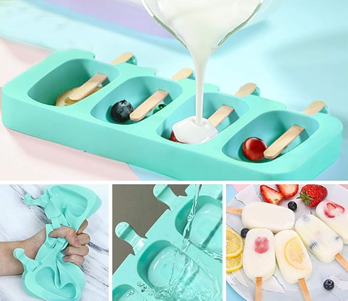 Popsicles Molds, Ozera 2 Pack Homemade Cake Pop Molds, Reusable Silicone Ice Pop Cream Maker Cakesicle Molds with 50 Wooden Sticks & 50 Bags