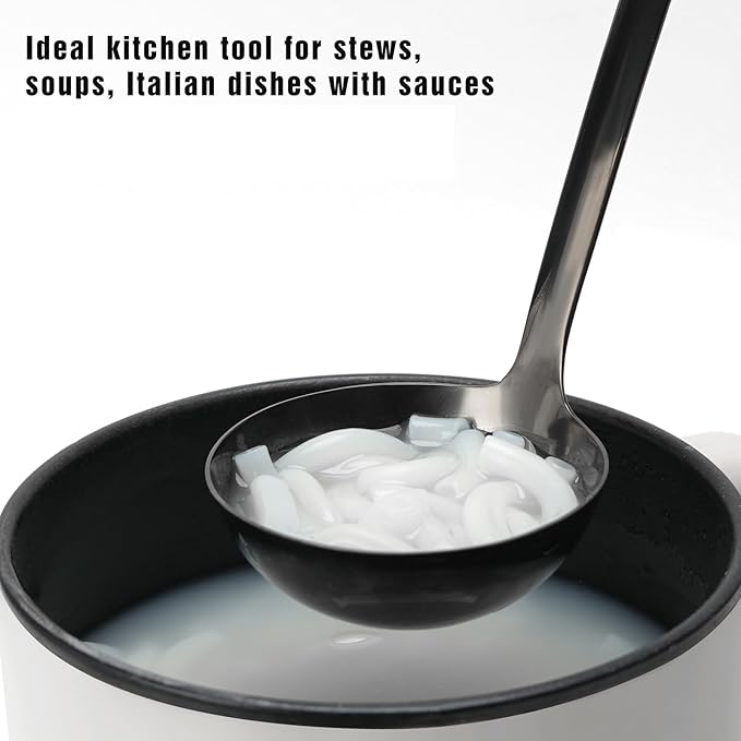 12 inch Soup Ladle, Stainless Steel Ladle Spoon, Soup Spoons with Comfortable Handle, Kitchen Utensil for Cooking, Metal Kitchen Accessories